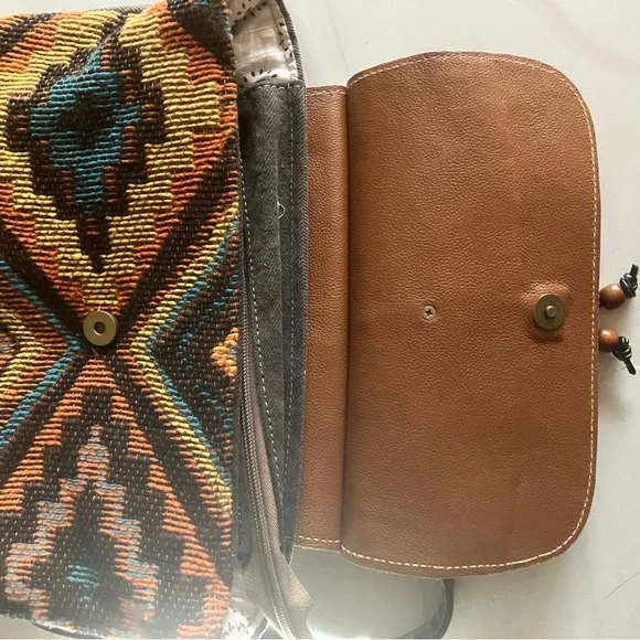 Myra Bag THE ARIZONA backpack purse upcycled leather hair on canvas - Picture 8 of 11